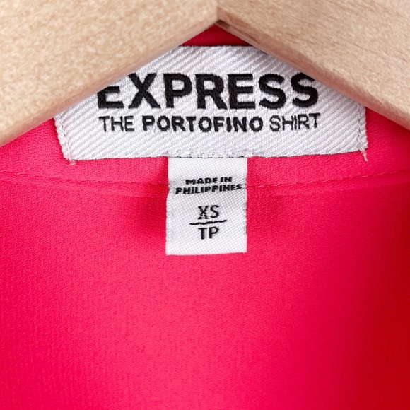Express The Portofino Shirt Button Down Blouse Neon Pink Women's Size XS - Picture 3 of 6